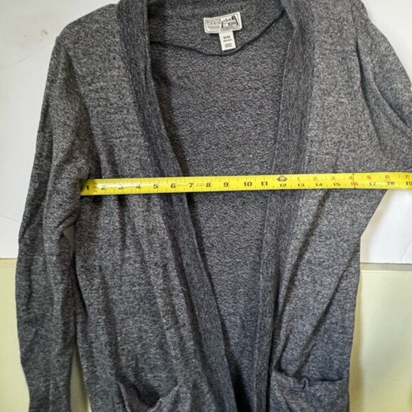 ROOTS Cabin Shawl Cotton Open Cardigan Sweater Knit Pockets Slits Lightweight M - Picture 10 of 15